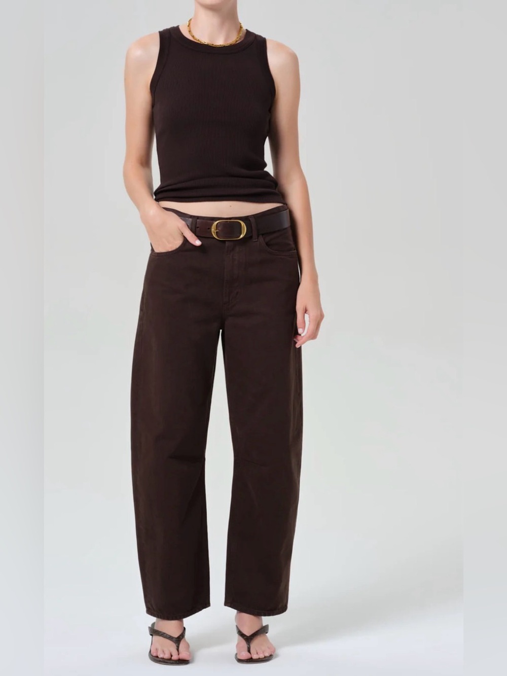 Citizens of Humanity Miro Barrel Leg Jeans 29 Carob Chocolate Brown Rigid Cotton